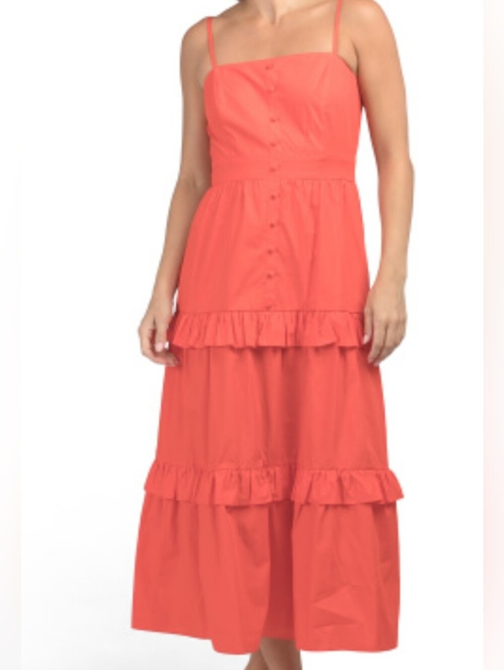 NWT-Adrianna Papell Cotton Tiered Lined Smocked Back Panels Maxi Dress - Size 16